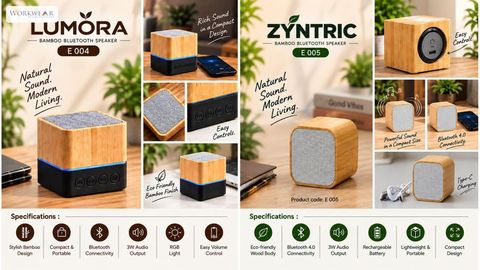 Lumora & Zyntric – Bamboo Bluetooth Speakers