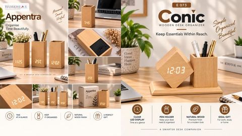 Appentra & Conic – Wooden Desk Organizers