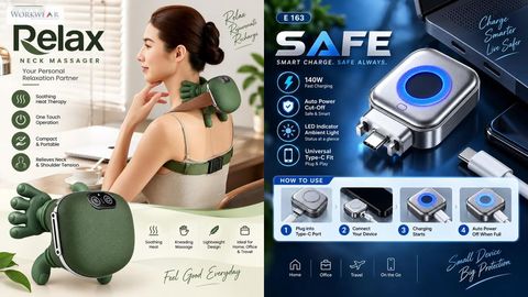 Relax & Safe – Neck Massager & 140W Fast Charger