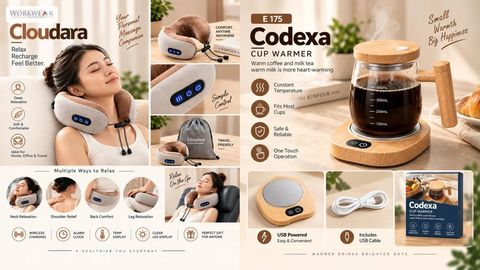 Cloudara & Codexa – Neck Massager & Cup Warmer