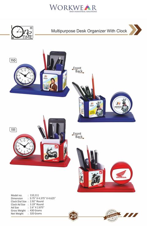 Desk Organizer with Clock — Models 110, 111